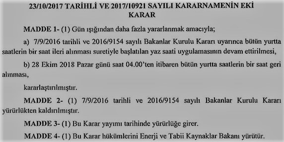 2018'de saatler geri alınacak mı?