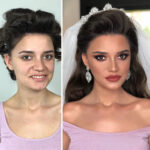 gelin makyajından önce ve sonra